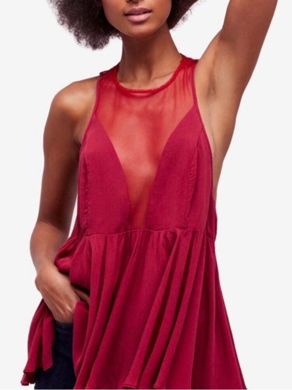 Free People Intimately Sheer Illusion Racerback Top (S) NWT